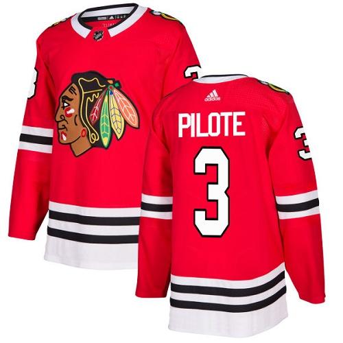 Adidas Men Chicago Blackhawks 3 Pierre Pilote Red Home Authentic Stitched NHL Jersey